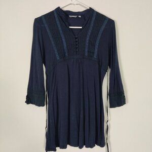 Max Girl's Babydoll Tunic Top Size 12 Years Old Cotton Y2K Navy